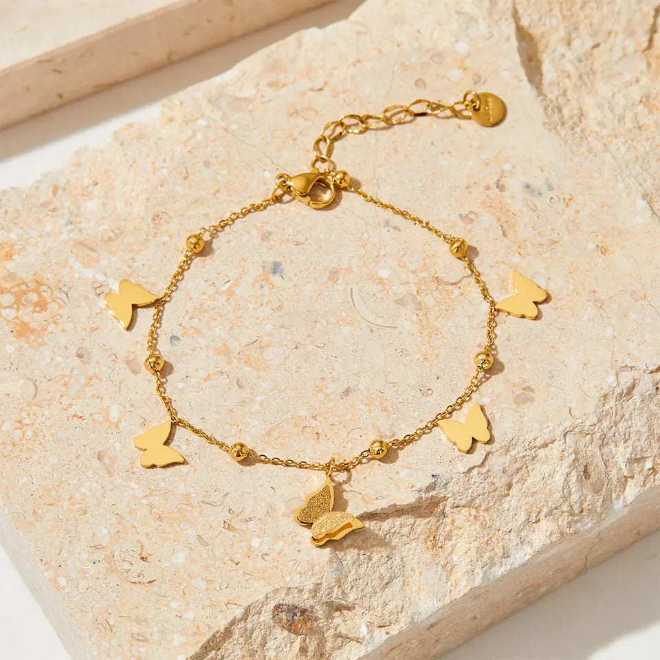 Shiny Butterfly Bracelet - Gold