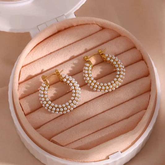 Fresh Water Pearl Hoop Earring - Gold