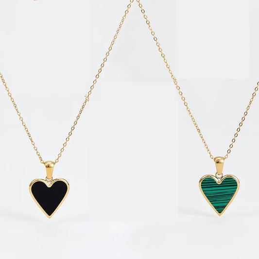 Green Heart shaped shell Pendant Necklace