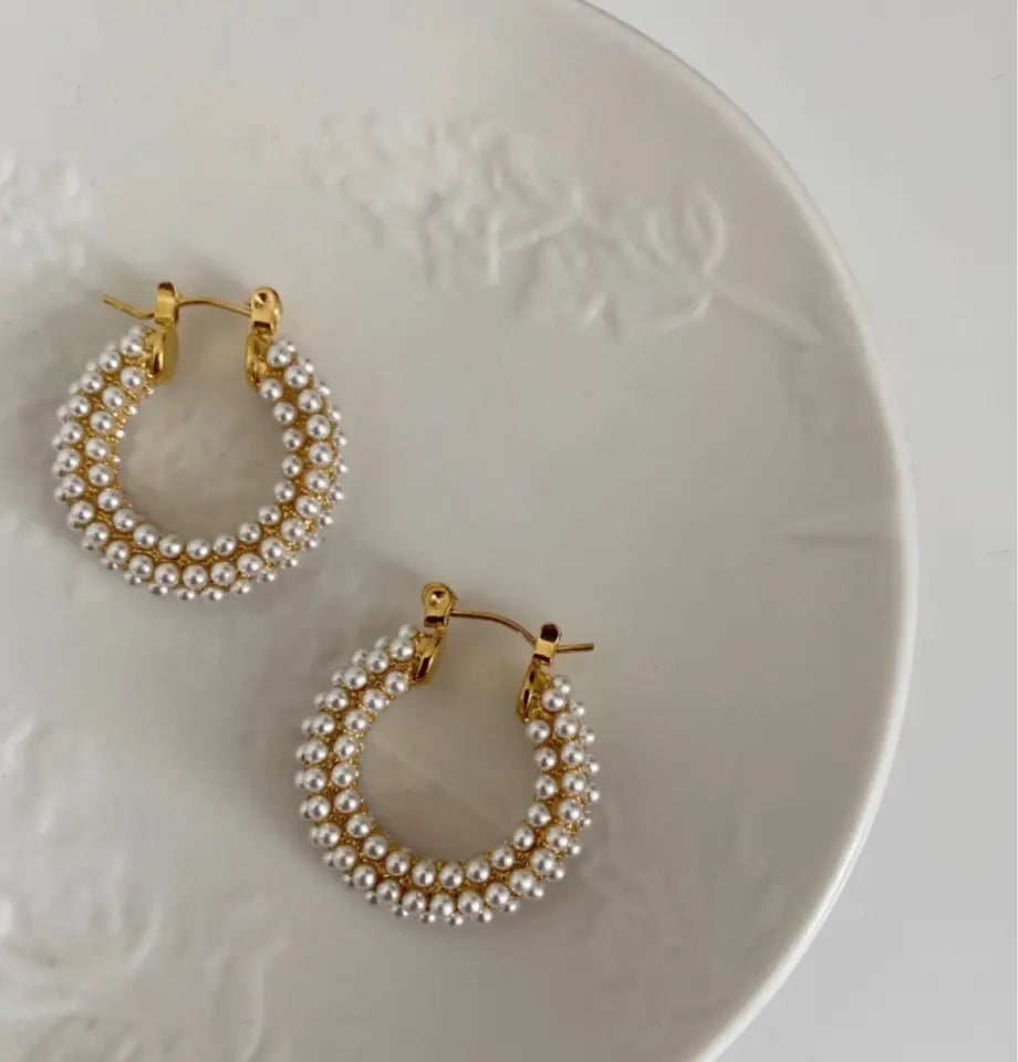 Fresh Water Pearl Hoop Earring - Gold