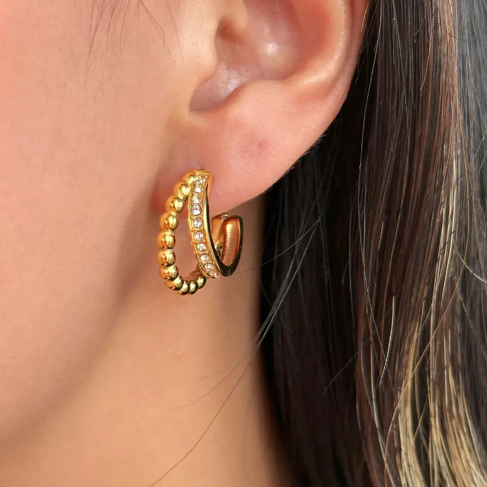 Double Layer Zircon CC Earrings