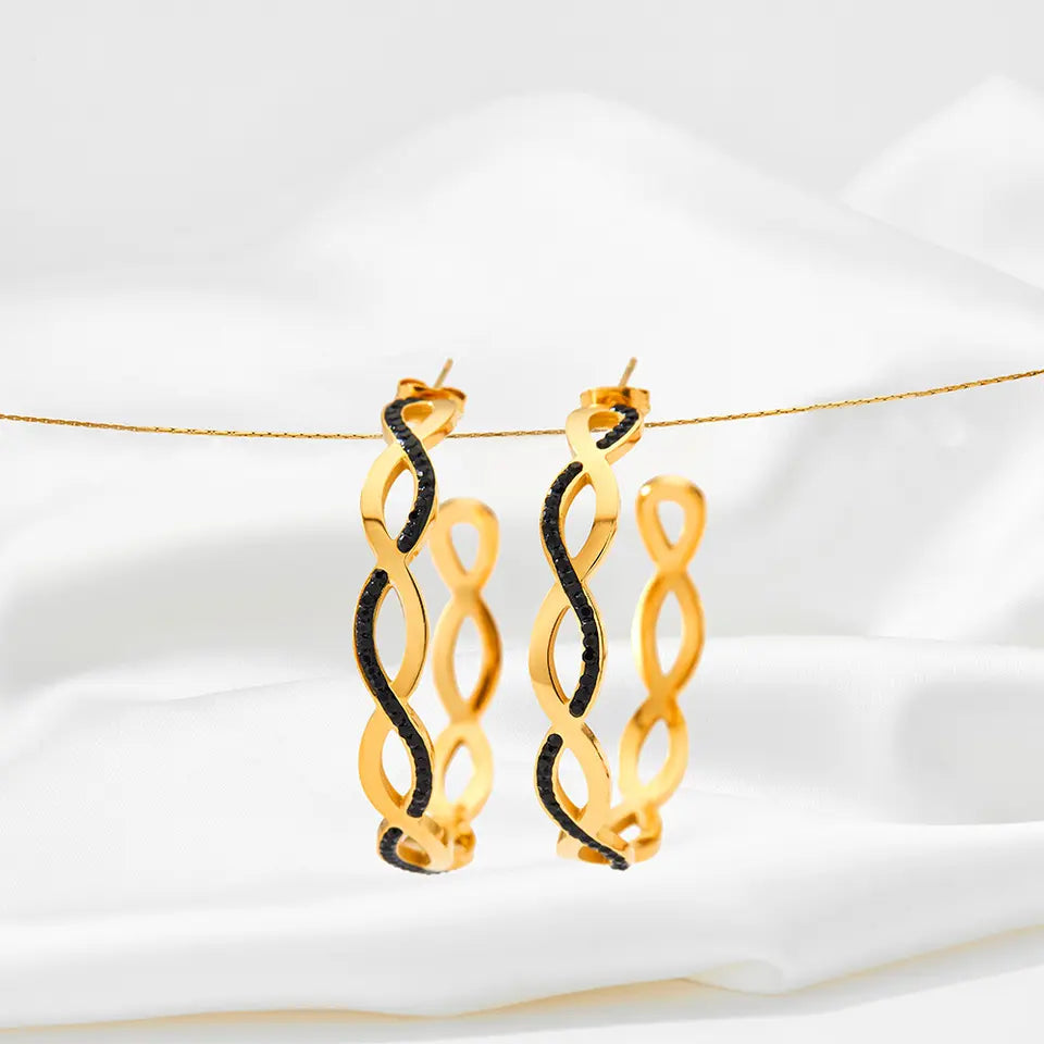 Retro Cc Shaped Stainless Steel Earrings - Gold