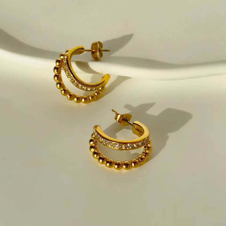 Double Layer Zircon CC Earrings