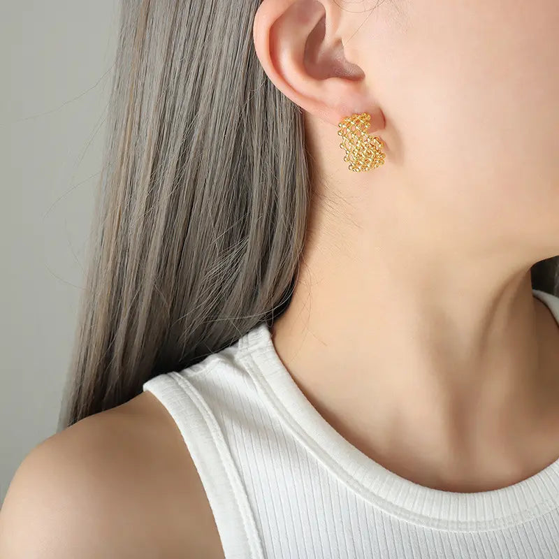 C Mesh Hoop Earrings