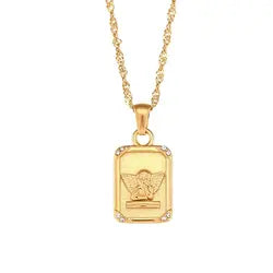 Square Brand Angel Pendant Necklaces