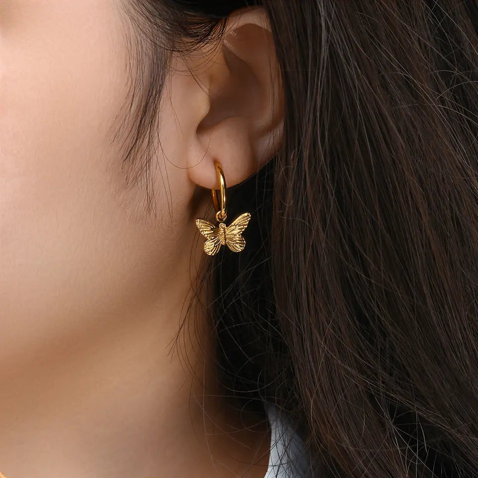 Butterfly Hoop Earrings