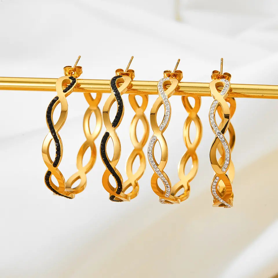 Retro Cc Shaped Stainless Steel Earrings - Gold