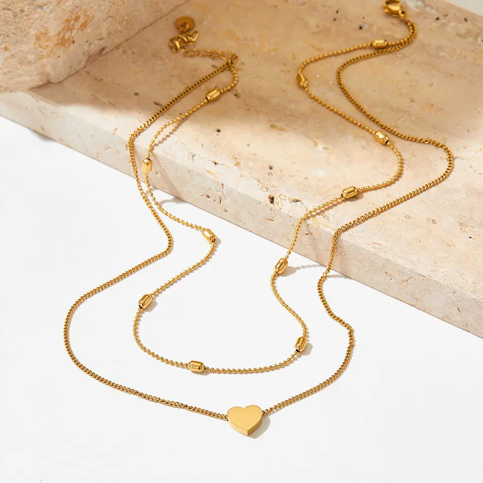 Love Choker double layer Necklace - Gold