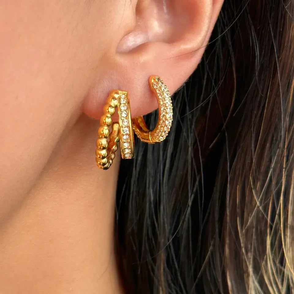 Double Layer Zircon CC Earrings