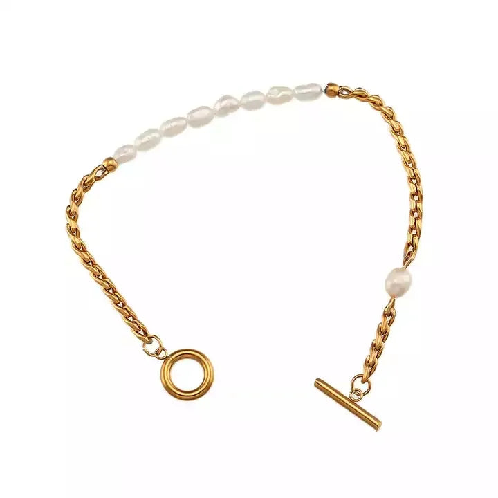 Pearl Twist Chain Bracelet - Gold