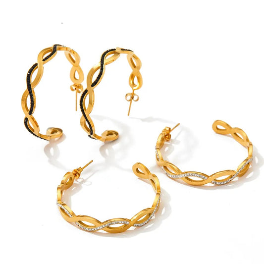 Retro Cc Shaped Stainless Steel Earrings - Gold