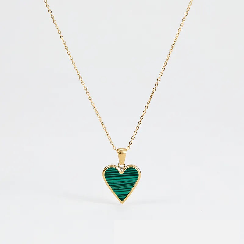 Green Heart shaped shell Pendant Necklace