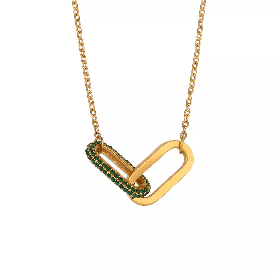 Interlock Safe Pin Pendant Necklace - Gold