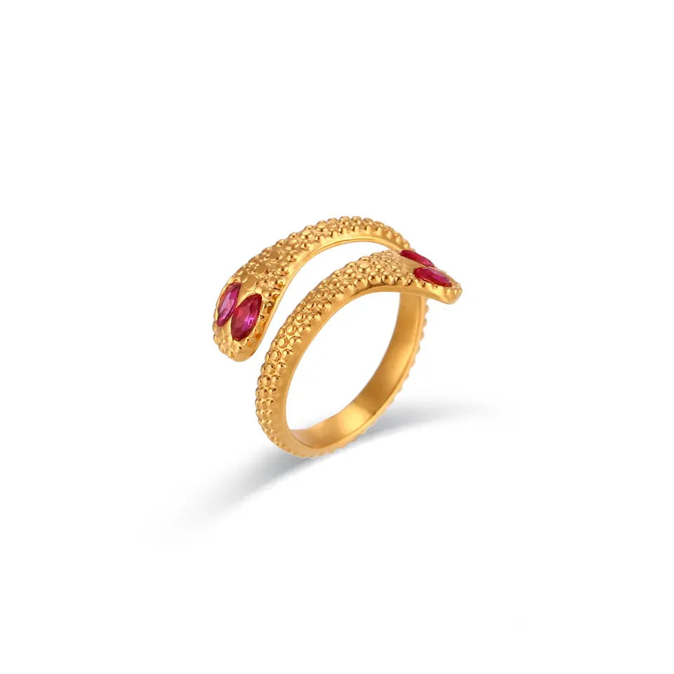 Vintage Snake Shape Zircon Rings - Gold