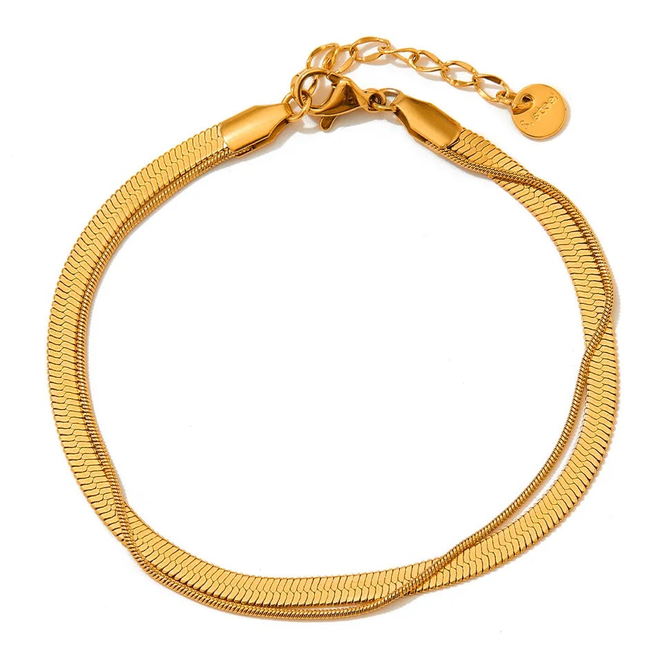 Exquisite Flat Snake Bracelet - Gold