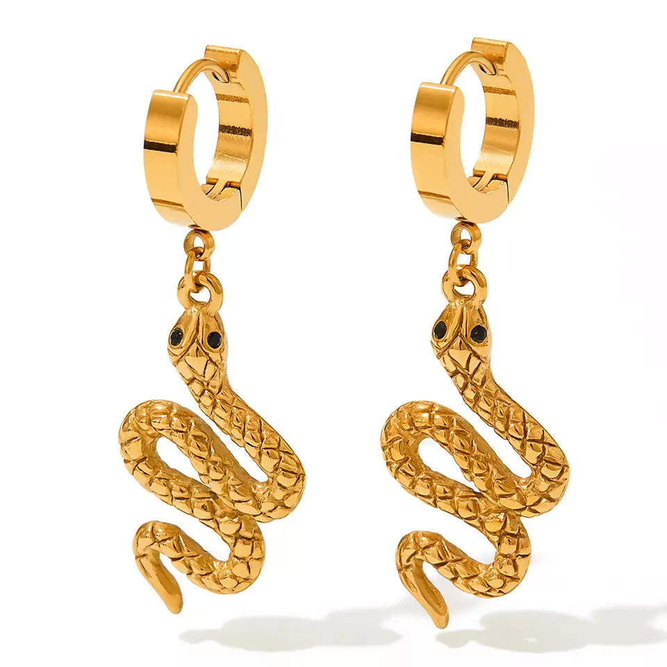 Snake Pendant Earring - Gold