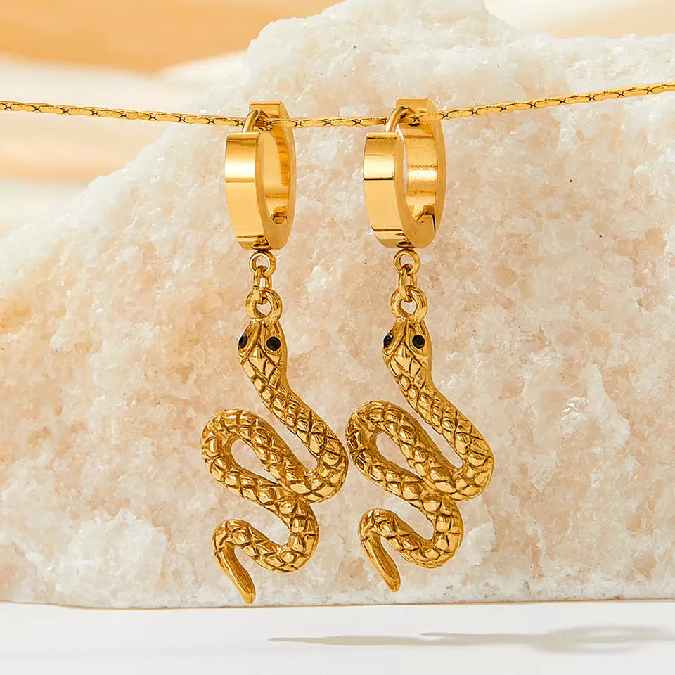 Snake Pendant Earring - Gold