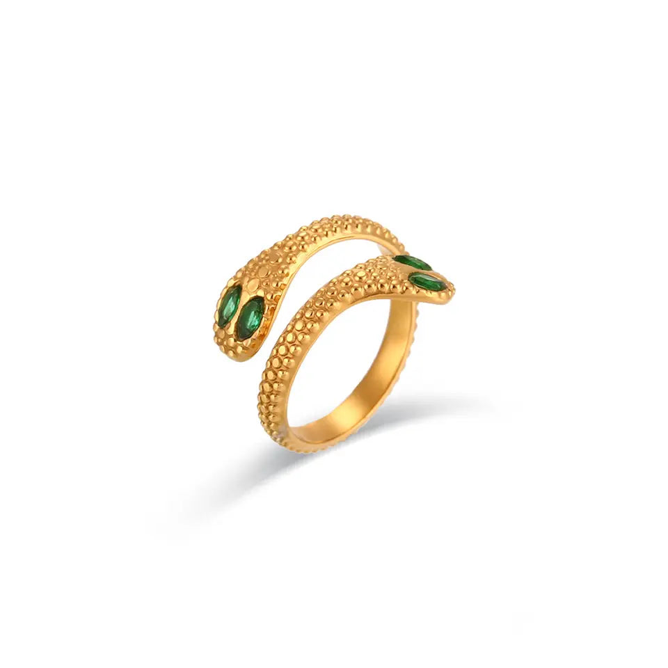 Vintage Snake Shape Zircon Rings - Gold