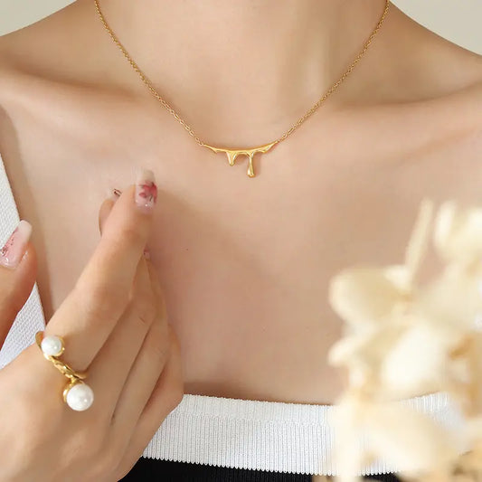 Geometric Creative Irregular Pendant Necklace - Gold