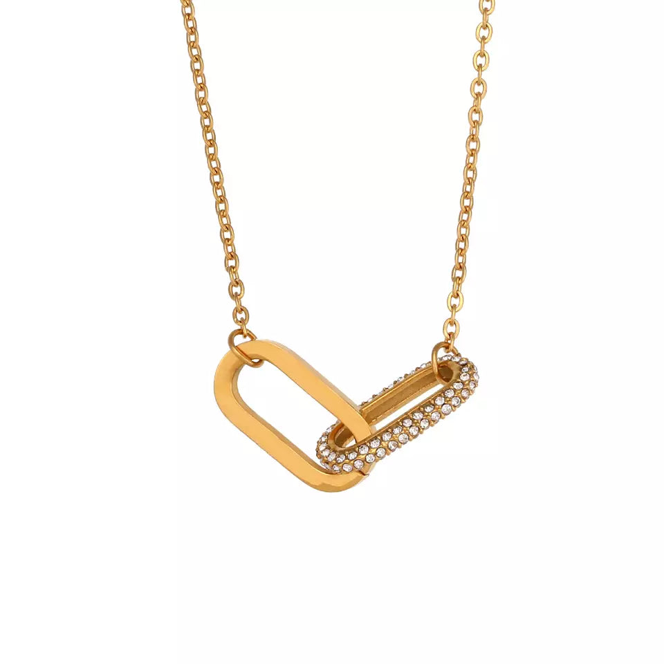 Interlock Safe Pin Pendant Necklace - Gold