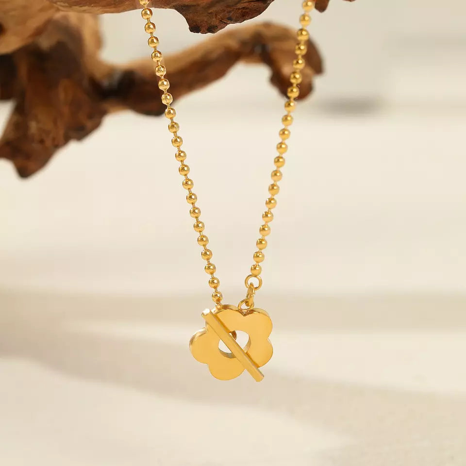 Ball Chain Sunflower Gold Necklace