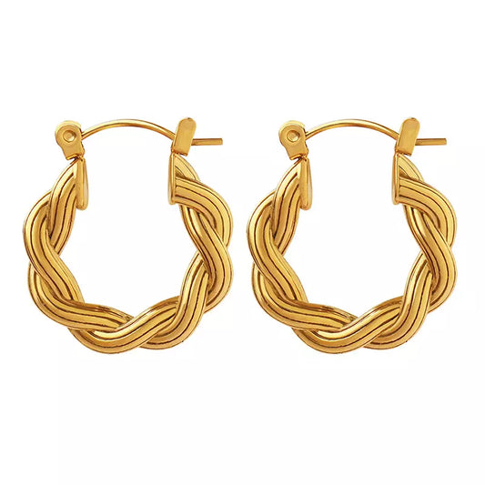 U Shape Twist Earring - Gold