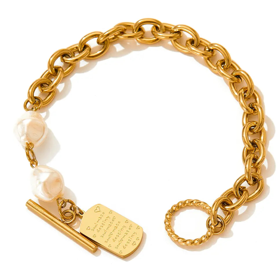 Good Luck Freshwater Pearl Bracelet - Gold