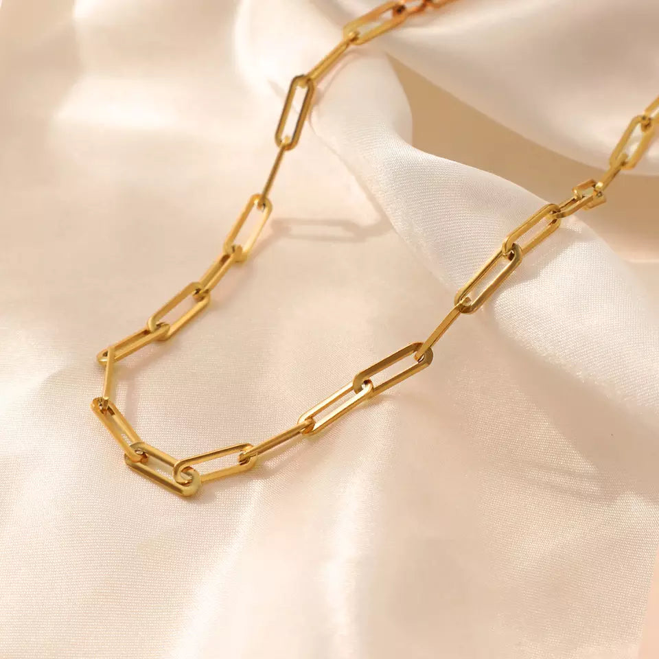 Square Shape Link Necklace - Gold