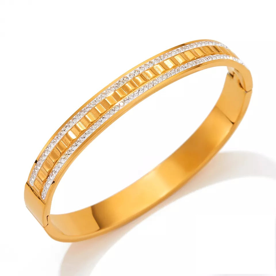 Eye Zircon pendant Cuff Bangle - Gold