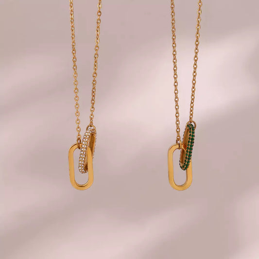 Interlock Safe Pin Pendant Necklace - Gold