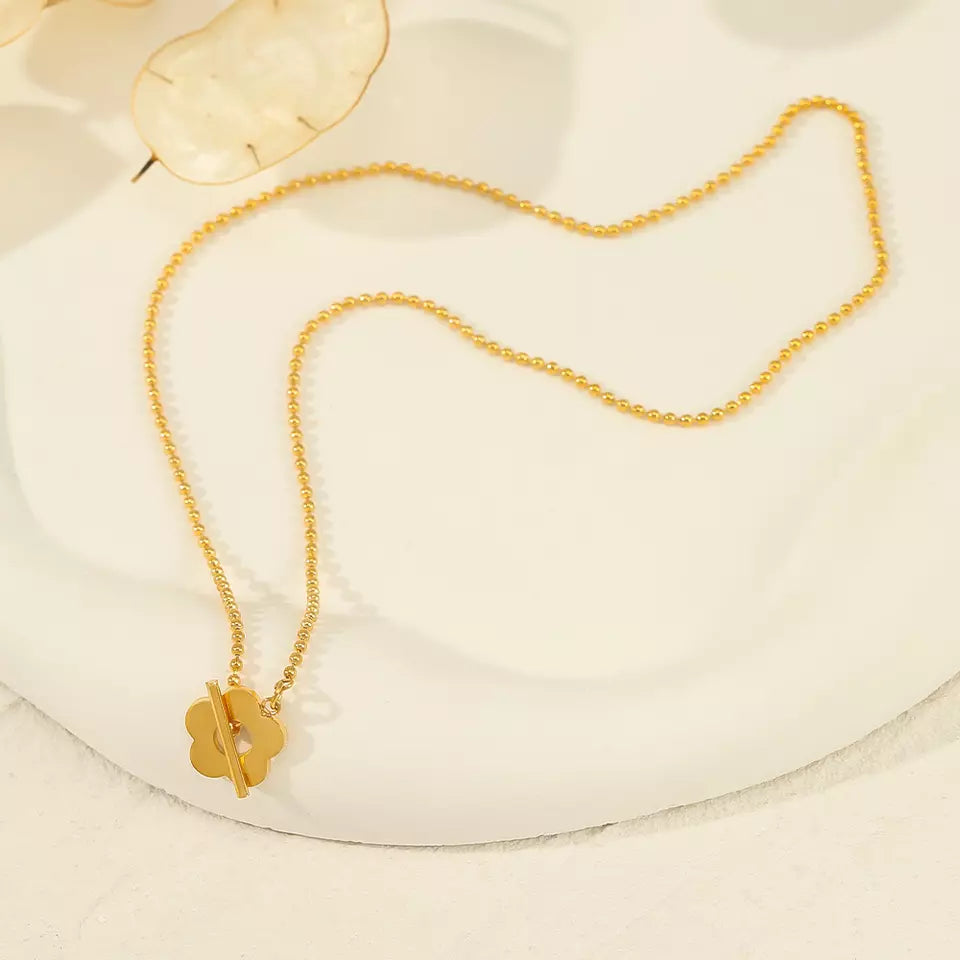 Ball Chain Sunflower Gold Necklace