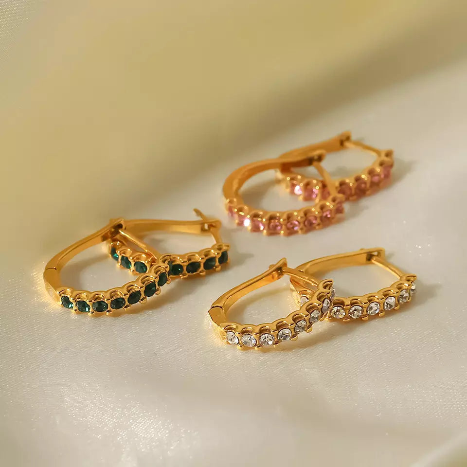 Zircon Hoop Earring  - Gold