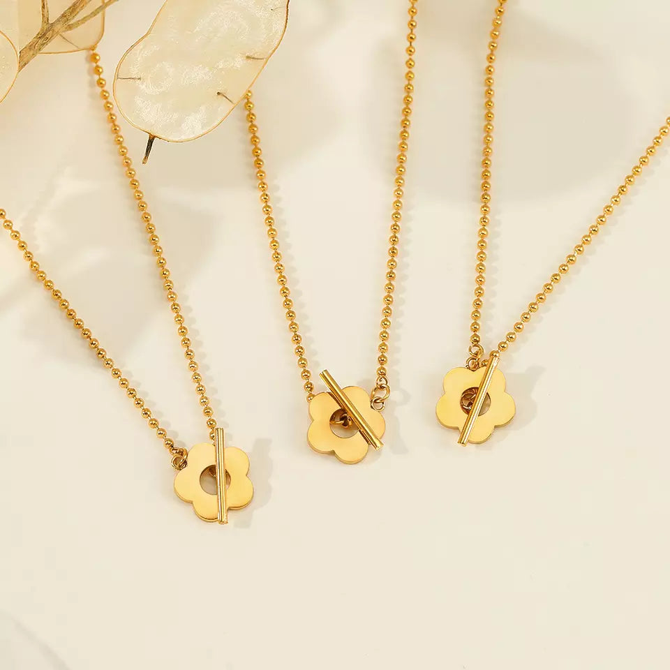 Ball Chain Sunflower Gold Necklace