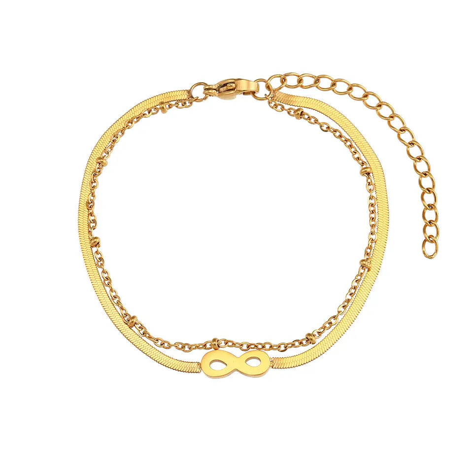 Multilayer Star Heart Map Snake Bracelet - Gold