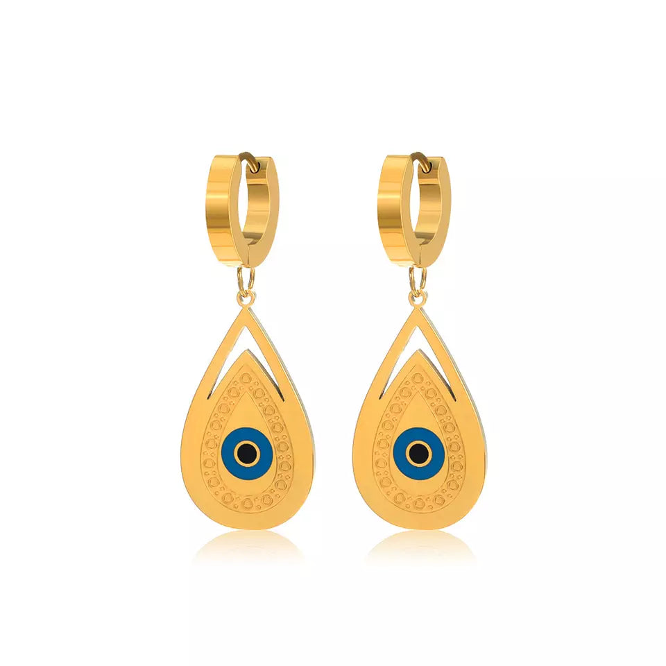 Waterdrop Shape Eyes Drop Earring - Gold